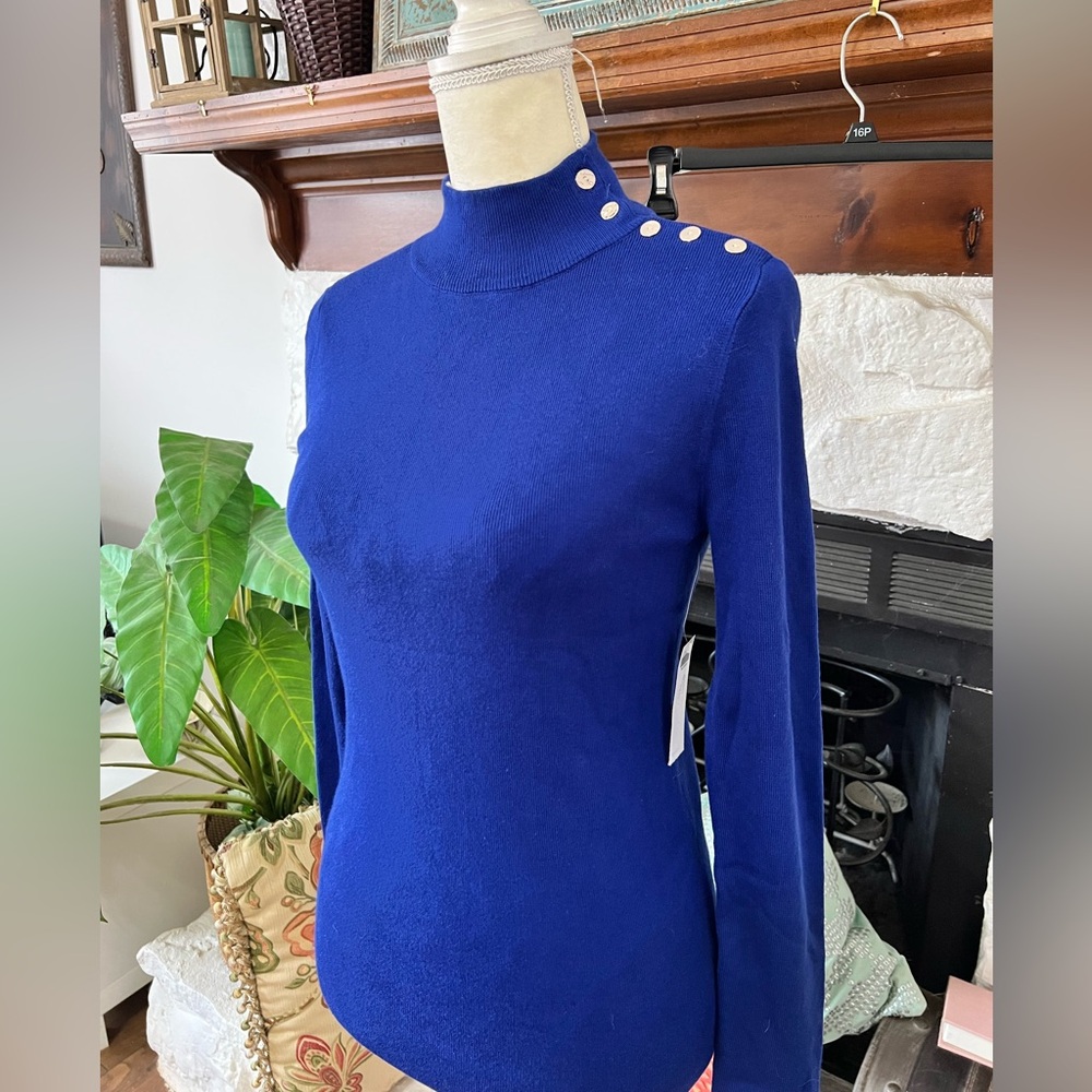 Chico's Sapphire Blue Turtleneck Sweater NWT Size Small - Picture 4 of 8